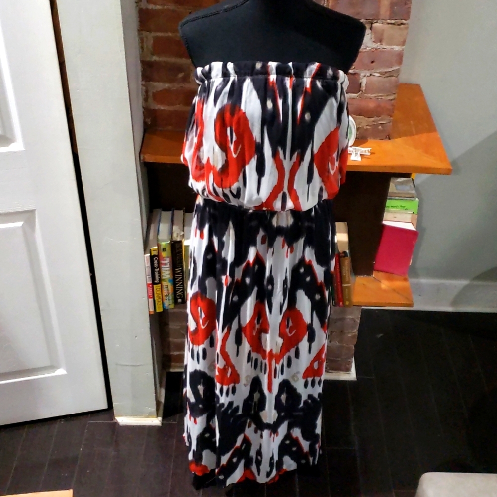 Ashley Stewart Off the Shoulder Maxi Dress Black and Red size 16